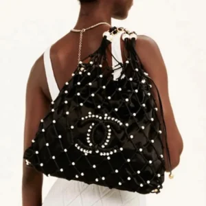 CHANEL Nylon Pearl Coco Beach Net Tote